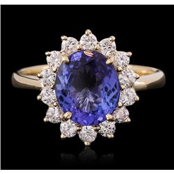 14KT Yellow Gold 2.24ct Tanzanite and Diamond Ring