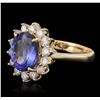 Image 2 : 14KT Yellow Gold 2.24ct Tanzanite and Diamond Ring