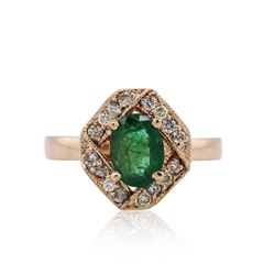 14KT Rose Gold 0.94ct Emerald and Diamond Ring