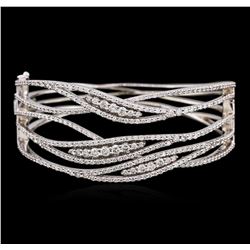 14KT White Gold 3.99ctw Diamond Bangle Bracelet