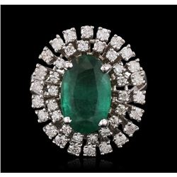 14KT White Gold 3.16ct Emerald and Diamond Ring