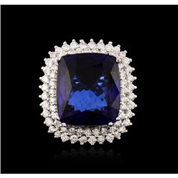 14KT White Gold GIA Certified 43.23ct Tanzanite and Diamond Ring