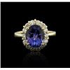 Image 1 : 14KT Yellow Gold 4.18ct Tanzanite and Diamond Ring