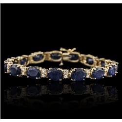 14KT Yellow Gold 28.50ctw Sapphire and Diamond Bracelet