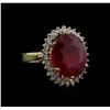 Image 2 : 10.86ct Ruby and Diamond Ring - 14KT Yellow Gold