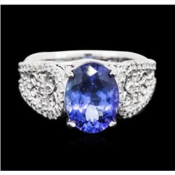 14KT White Gold 3.89ct Tanzanite and Diamond Ring