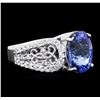 Image 2 : 14KT White Gold 3.89ct Tanzanite and Diamond Ring