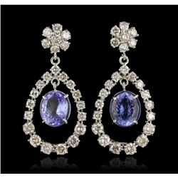 14KT White Gold 7.22ct Tanzanite and Diamond Earrings