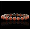 Image 1 : 14KT White Gold 16.34ctw Pink Coral and Diamond Bracelet