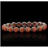 Image 2 : 14KT White Gold 16.34ctw Pink Coral and Diamond Bracelet