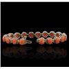 Image 3 : 14KT White Gold 16.34ctw Pink Coral and Diamond Bracelet
