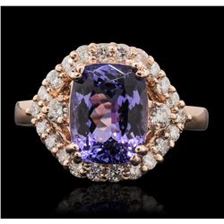 14KT Rose Gold 2.95ct Tanzanite and Diamond Ring