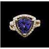 Image 1 : 14KT Yellow Gold 5.03ct Tanzanite and Diamond Ring