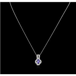 0.67ct Sapphire and Diamond Pendant With Chain - 14KT White Gold