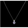 Image 1 : 0.67ct Sapphire and Diamond Pendant With Chain - 14KT White Gold