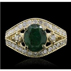 14KT Yellow Gold 1.63ct Emerald and Diamond Ring