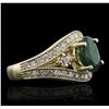 Image 2 : 14KT Yellow Gold 1.63ct Emerald and Diamond Ring