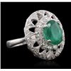 Image 2 : 14KT White Gold 2.21ct Emerald and Diamond Ring