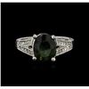 Image 1 : 3.02ct Green Tourmaline and Diamond Ring - 14KT White Gold