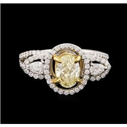 18KT Two-Tone Gold 1.22ctw Fancy Yellow Diamond Ring