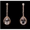 Image 1 : 14KT Rose Gold 10.66ctw Morganite and Diamond Earrings