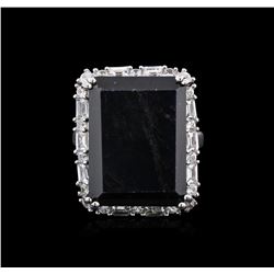 PLATED SILVER 28.99ct Sapphire and White Sapphire Ring