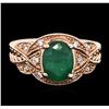 Image 1 : 14KT Rose Gold 2.08ct Emerald and Diamond Ring