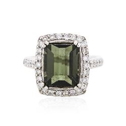 14KT White Gold 6.29ct Tourmaline and Diamond Ring