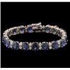 Image 1 : 30.87ctw Blue Sapphire and Diamond Bracelet - 14KT White Gold