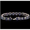 Image 3 : 30.87ctw Blue Sapphire and Diamond Bracelet - 14KT White Gold