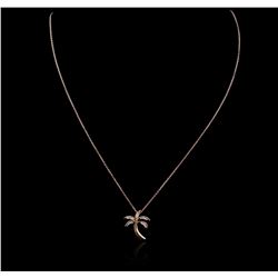 14KT Rose Gold 0.15ctw Diamond Pendant With Chain