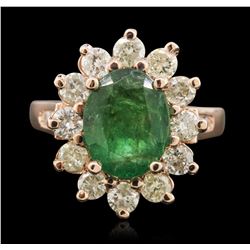 14KT Rose Gold 2.48ct Emerald and Diamond Ring