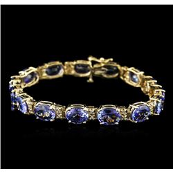 14KT Yellow Gold 34.35ctw Tanzanite and Diamond Bracelet