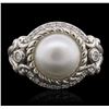 Image 1 : Sterling Silver Pearl and Cubic Zirconia Judith Ripka Ring