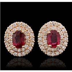 14KT Rose Gold 2.07ctw Ruby and Diamond Earrings