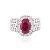 Image 1 : 18KT White Gold 2.90ct Ruby and Diamond Ring