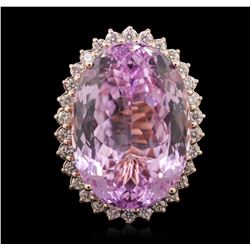 14KT Rose Gold 45.02ct GIA Certified Kunzite and Diamond Ring