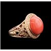 Image 2 : 14KT Rose Gold 11.71ct Carnelian, Ruby and Diamond Ring