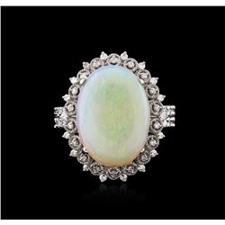 14KT White Gold 6.44ct Opal and Diamond Ring