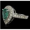 Image 2 : 14KT White Gold 1.74ct Emerald and Diamond Ring