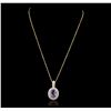 Image 1 : 14KT Yellow Gold 4.20ct Tanzanite and Diamond Pendant With Chain