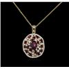 Image 2 : 14KT Yellow Gold 5.71ctw Ruby and Diamond Pendant With Chain