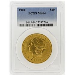 1904 PCGS MS64 $20 Liberty Head Double Eagle Gold Coin