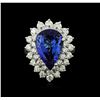 Image 1 : 14KT White Gold 6.85ct Tanzanite and Diamond Ring