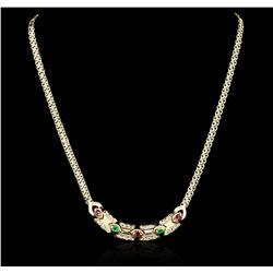 14KT Yellow Gold 0.50ctw Ruby, Emerald and Diamond Necklace