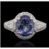 Image 1 : 14KT White Gold 3.03ct Tanzanite and Diamond Ring