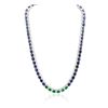 Image 1 : 14KT White Gold 57.60ctw Sapphire, Emerald and Diamond Necklace
