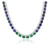Image 2 : 14KT White Gold 57.60ctw Sapphire, Emerald and Diamond Necklace