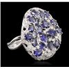 Image 2 : 14KT White Gold 6.56ctw Sapphire and Diamond Ring