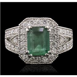 14KT White Gold 2.23ct Emerald and Diamond Ring